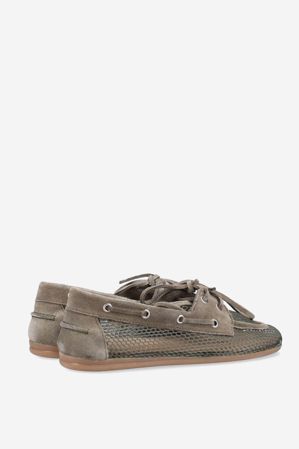 Mesh/suede boat loafers