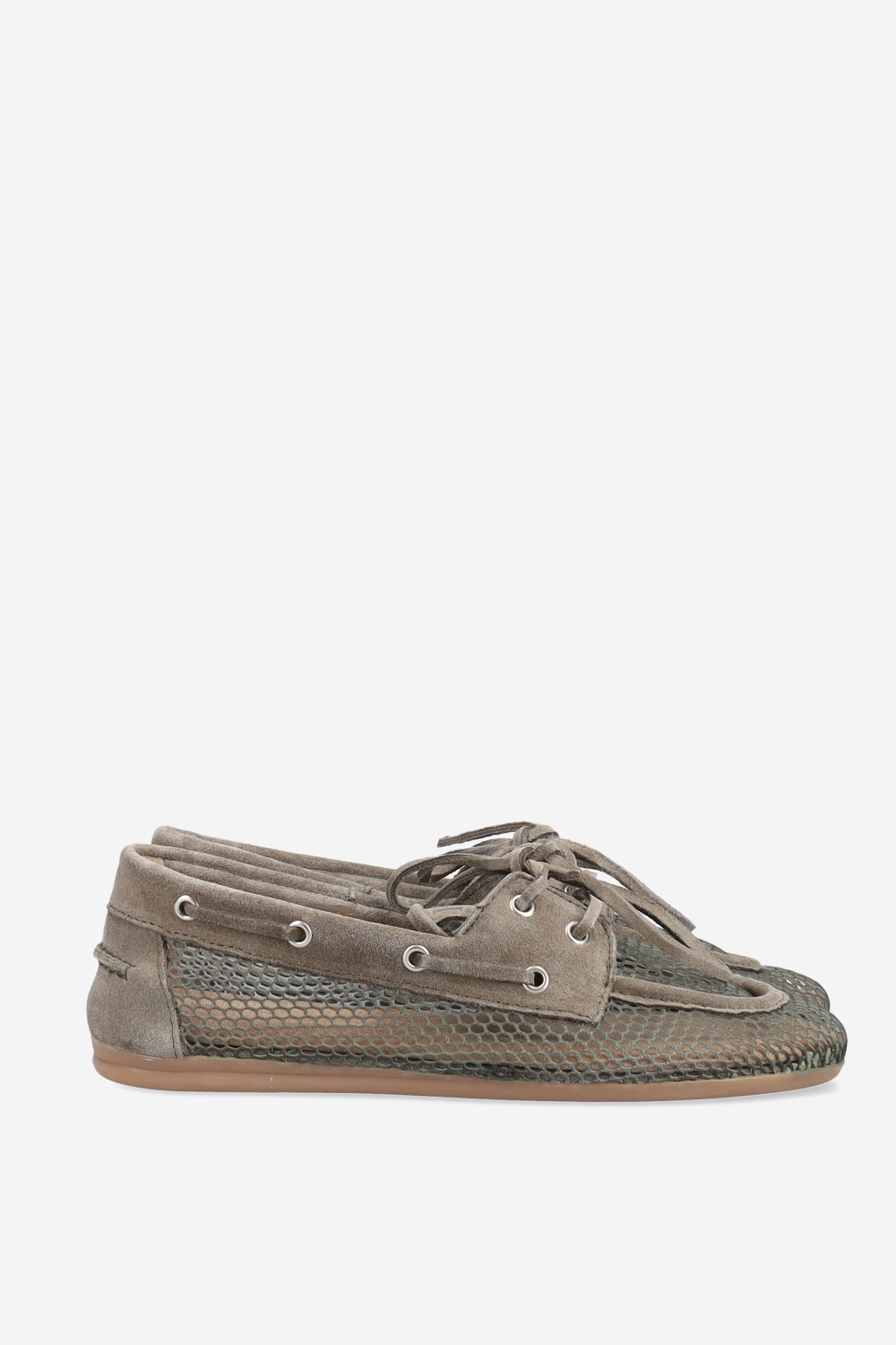 Mesh/suede boat loafers