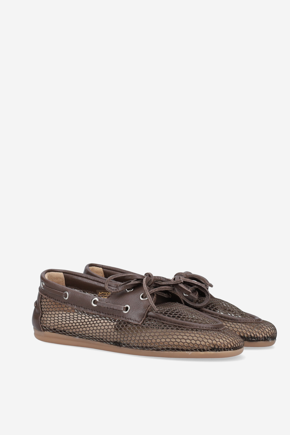Mesh/leather boat loafers