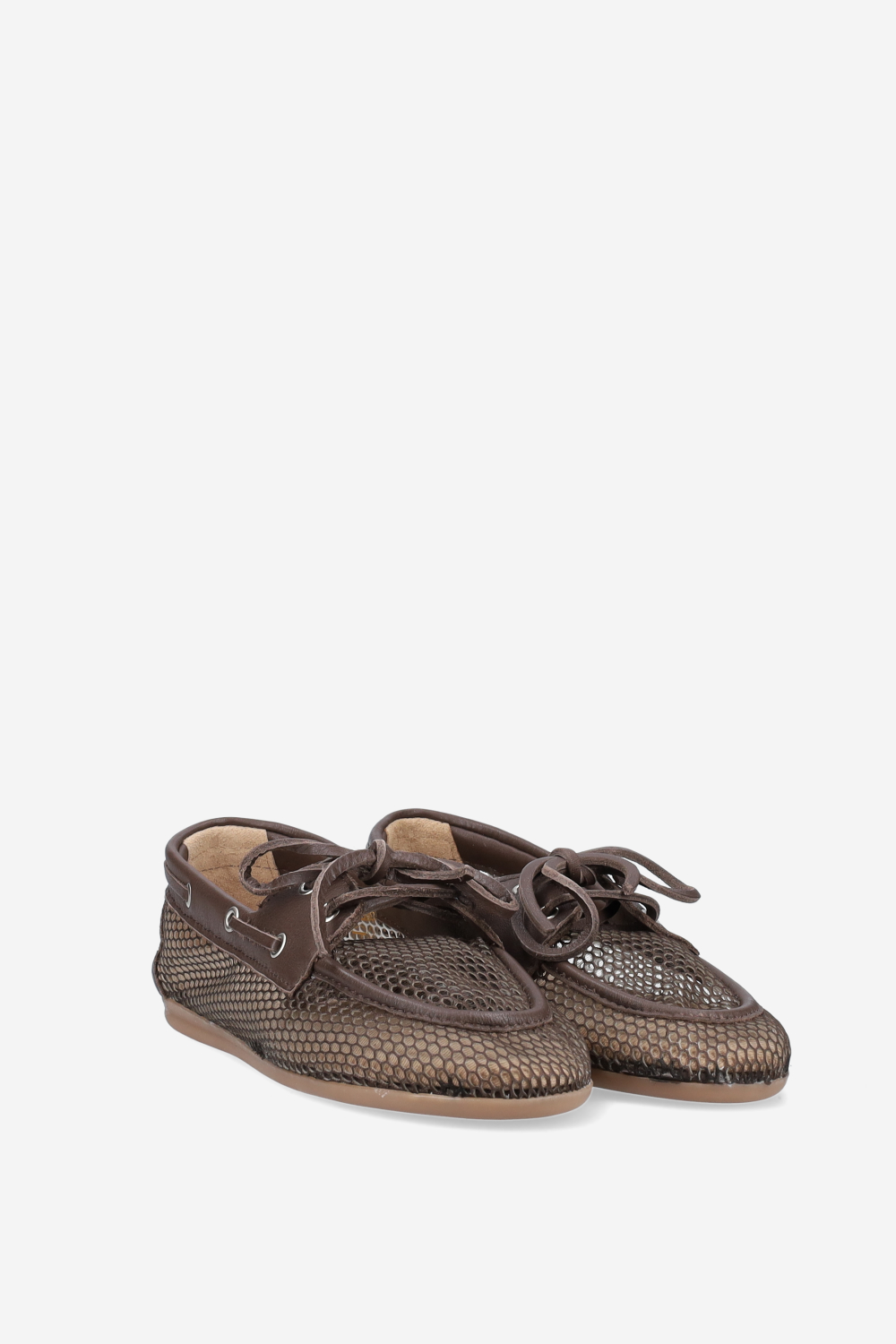 Mesh/leather boat loafers
