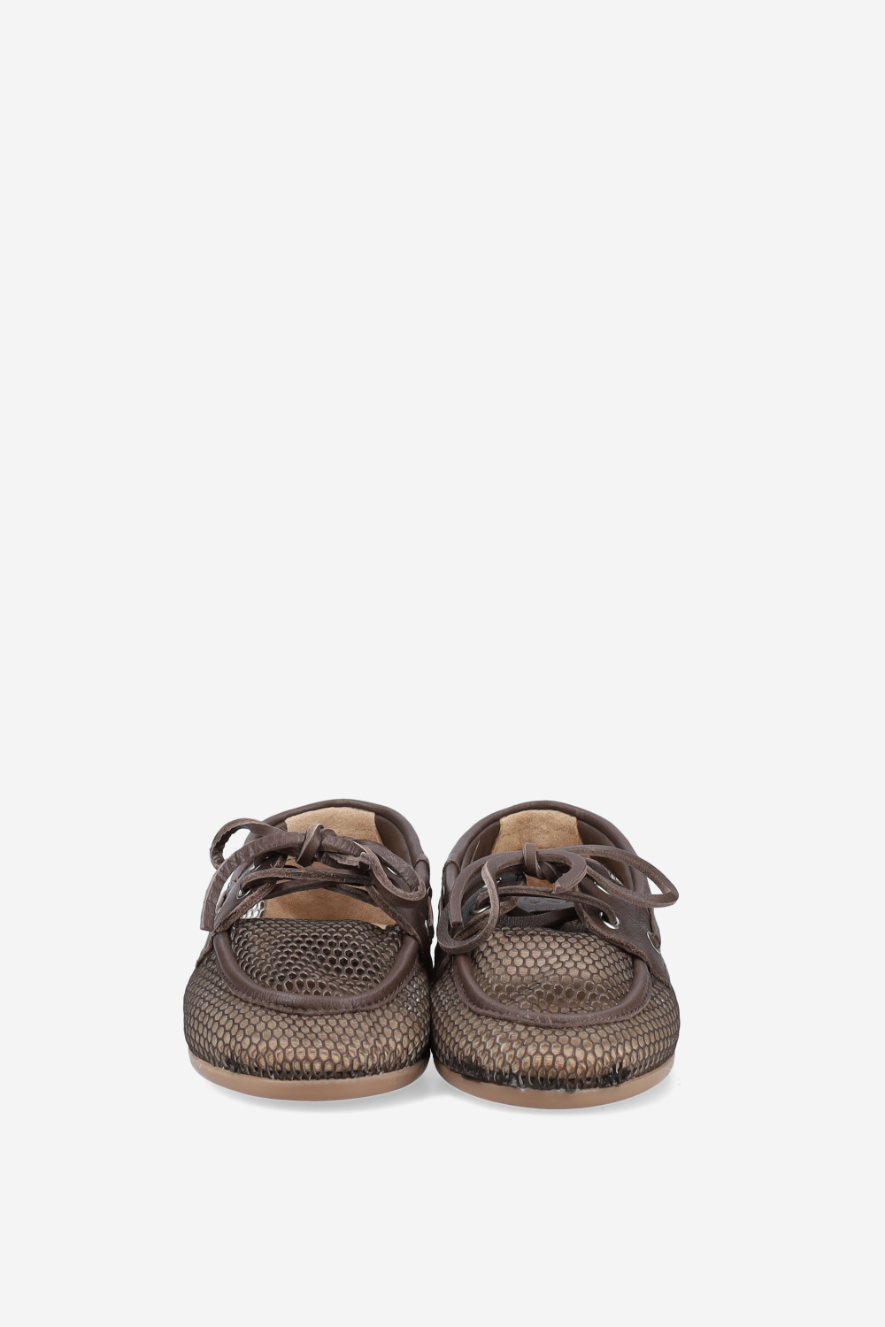 Mesh/leather boat loafers
