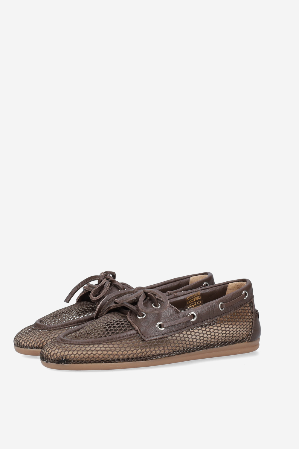 Mesh/leather boat loafers