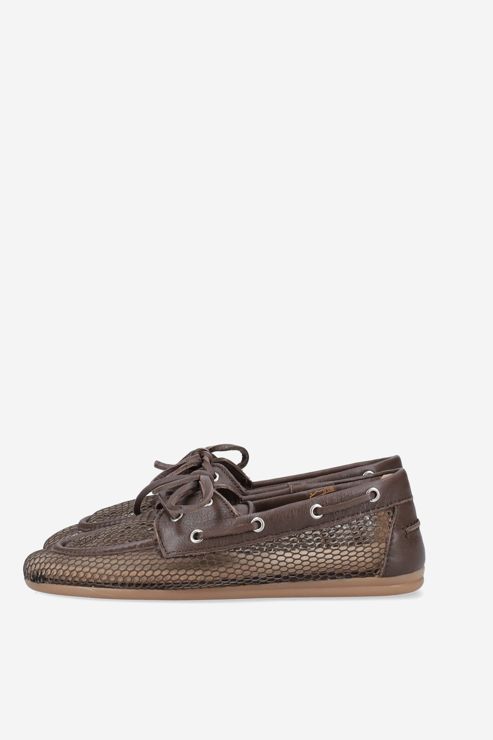 Mesh/leather boat loafers
