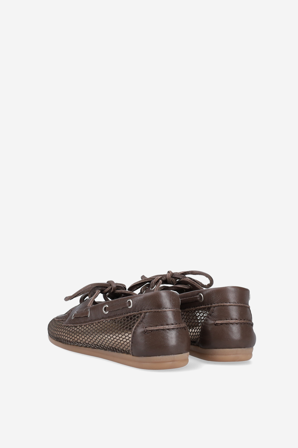 Mesh/leather boat loafers