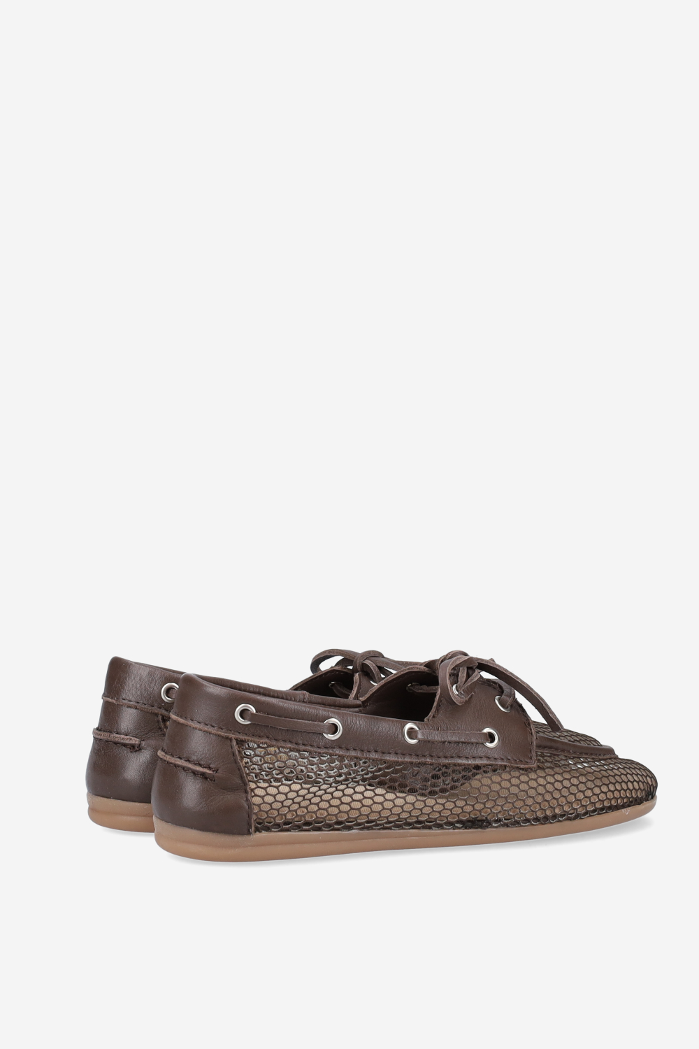 Mesh/leather boat loafers