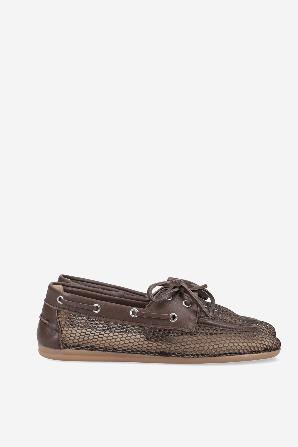 Mesh/leather boat loafers