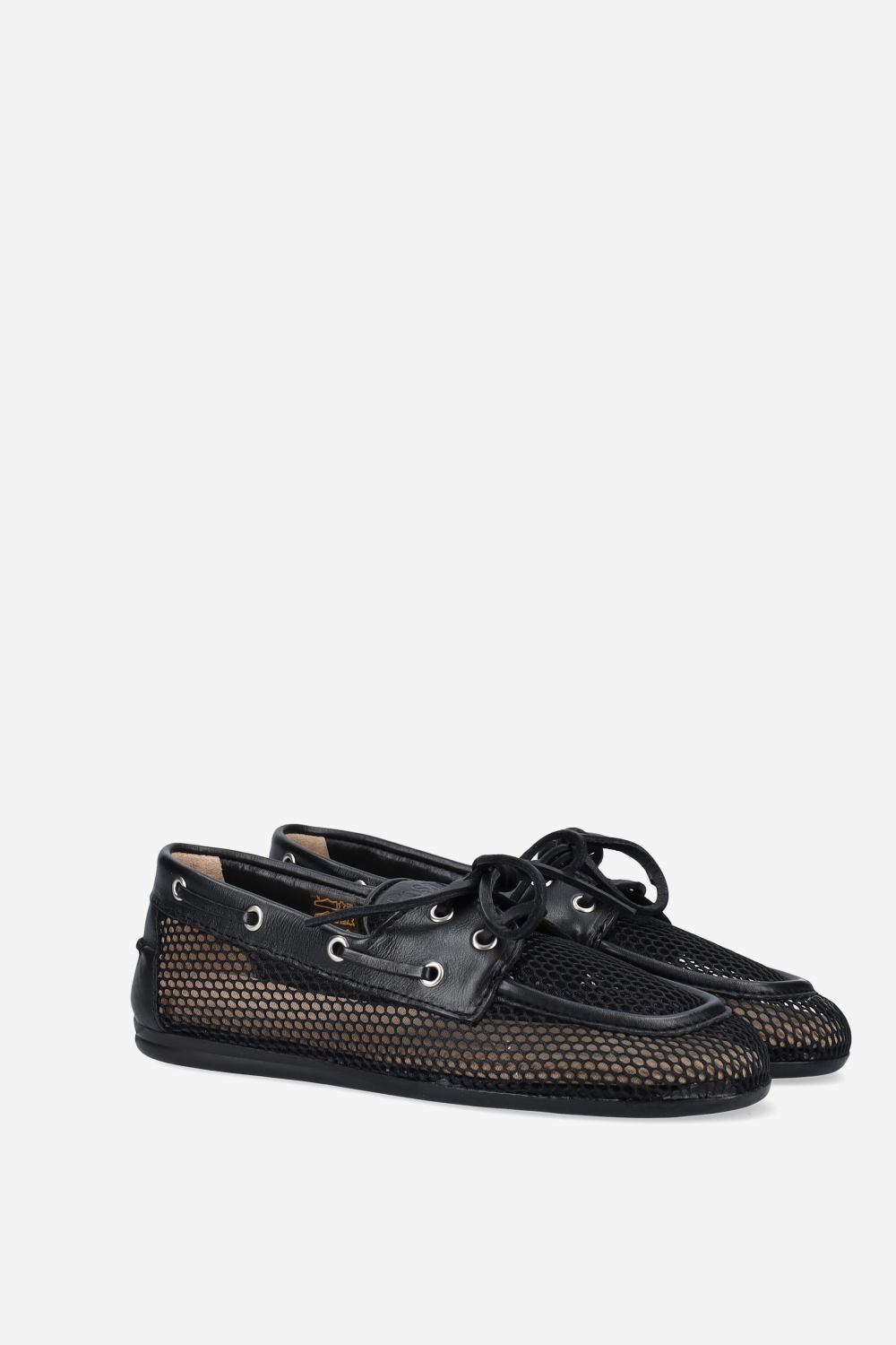 Mesh/leather boat loafers