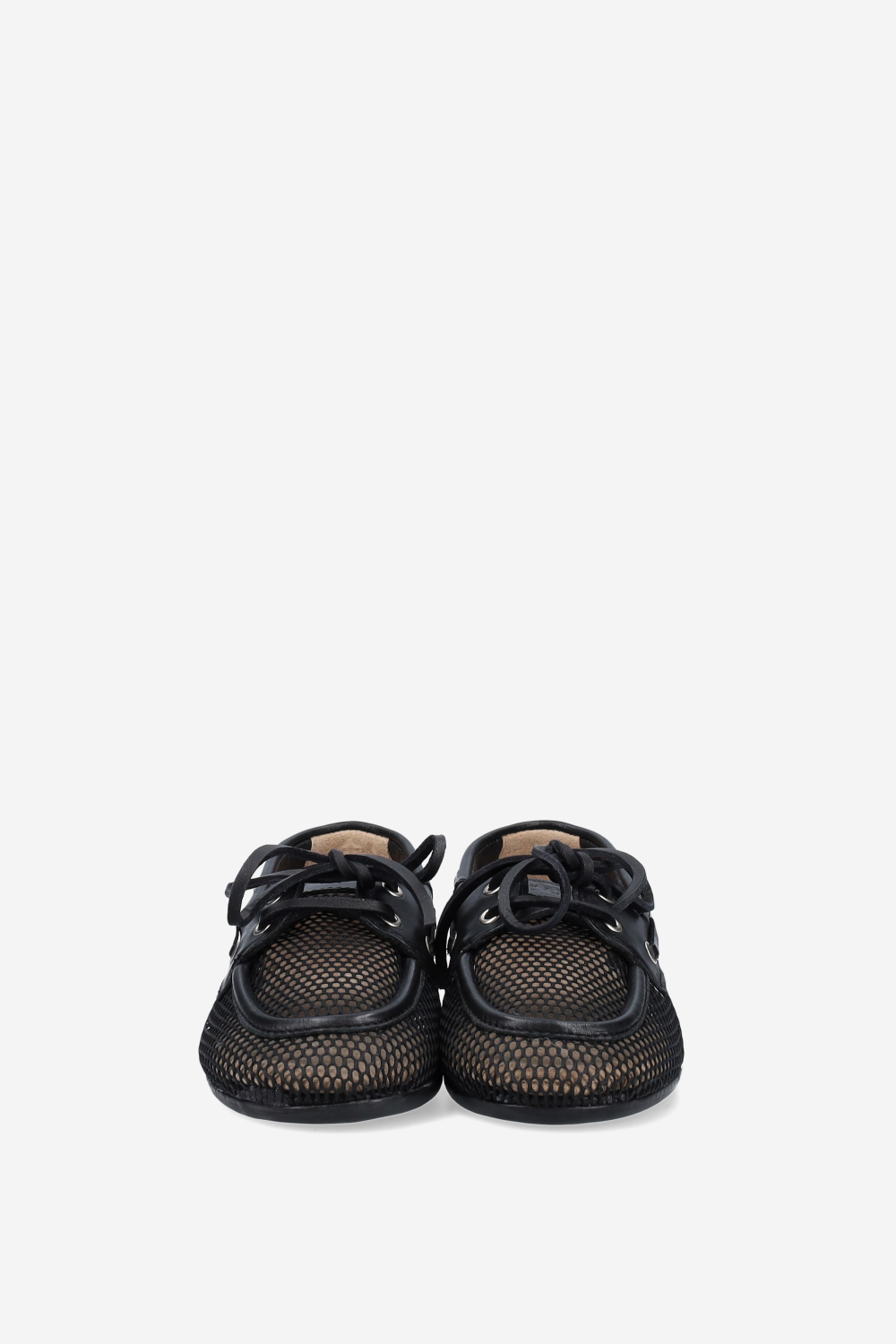 Mesh/leather boat loafers