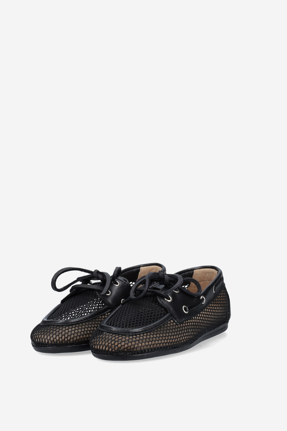 Mesh/leather boat loafers