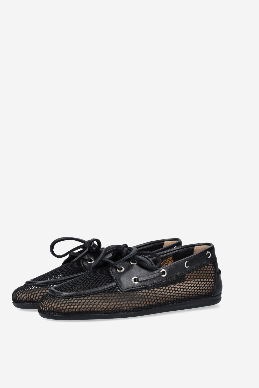 Mesh/leather boat loafers