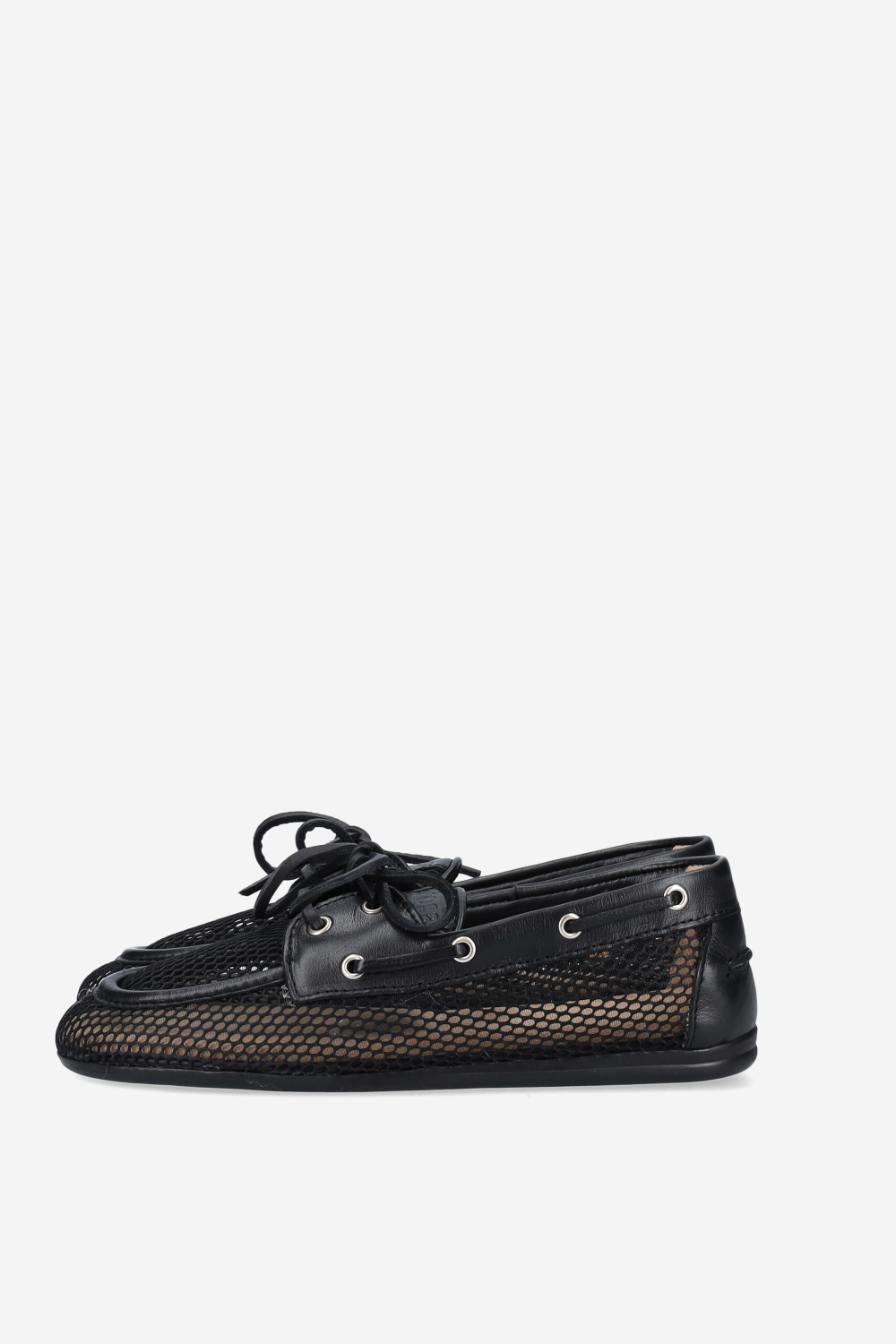 Mesh/leather boat loafers
