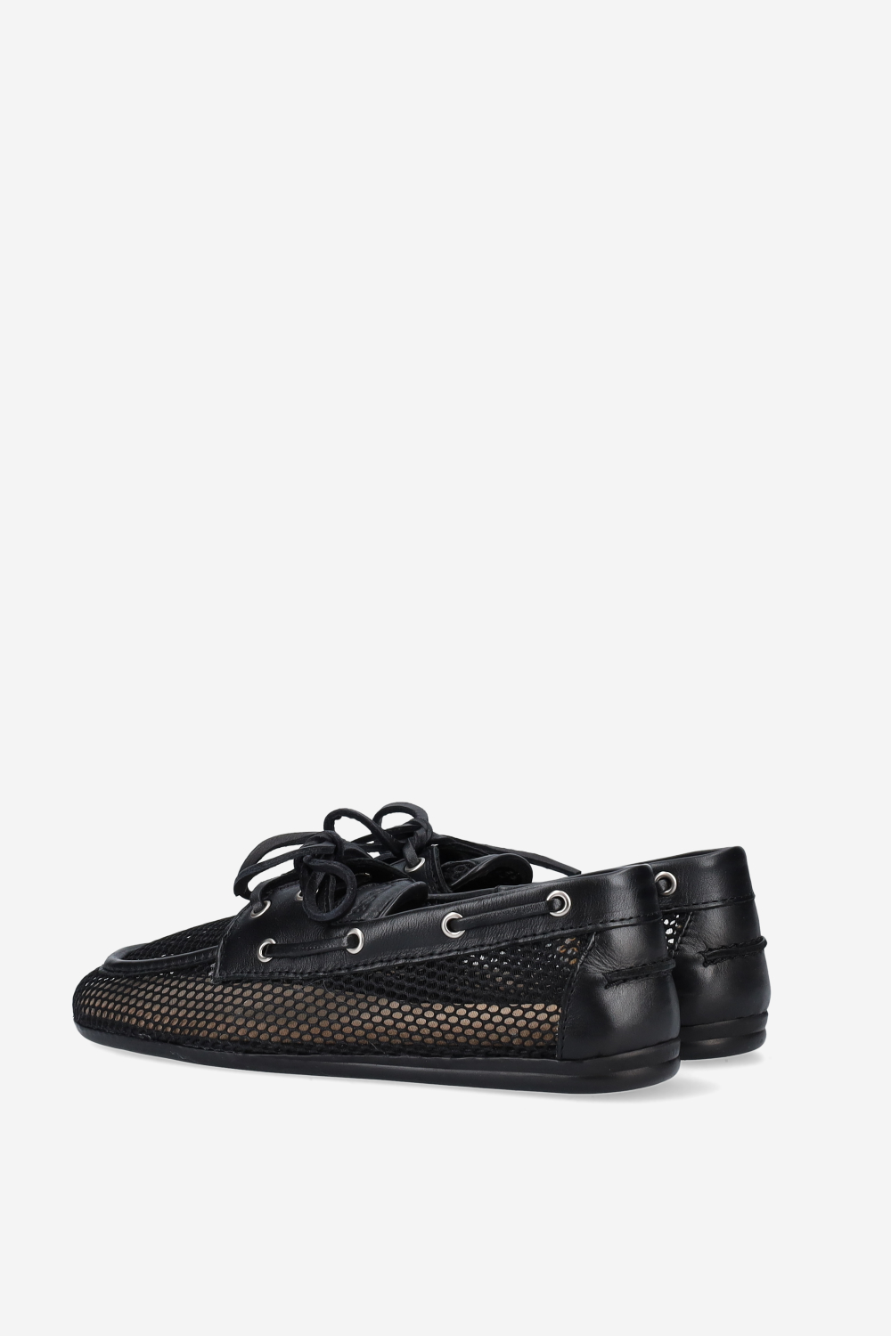 Mesh/leather boat loafers
