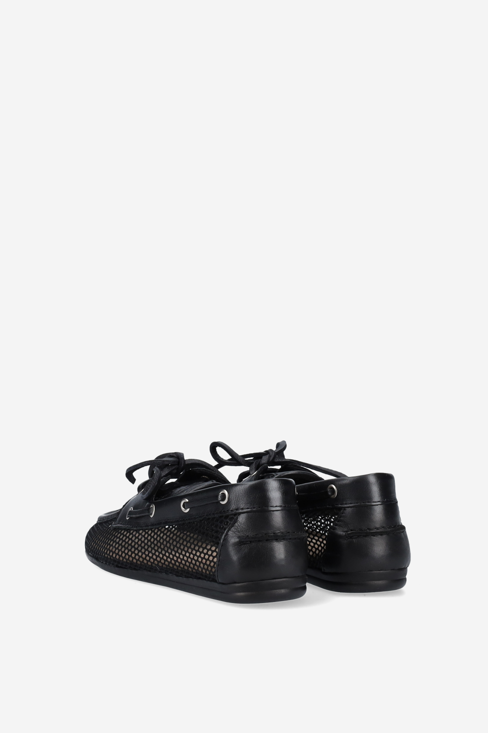 Mesh/leather boat loafers