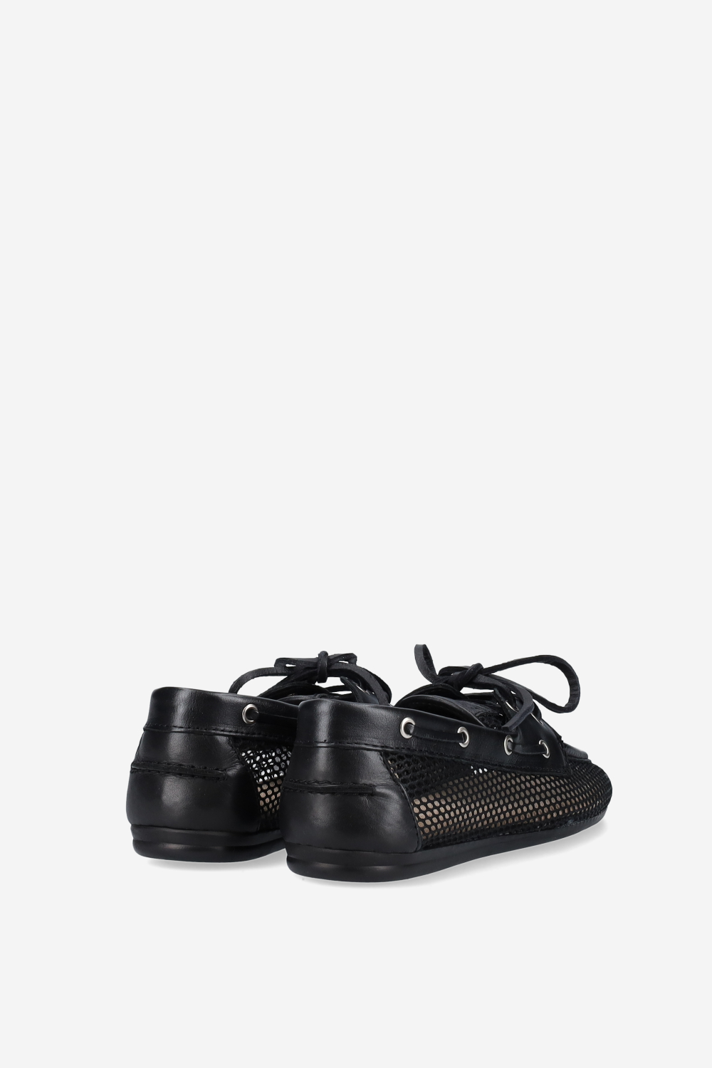 Mesh/leather boat loafers