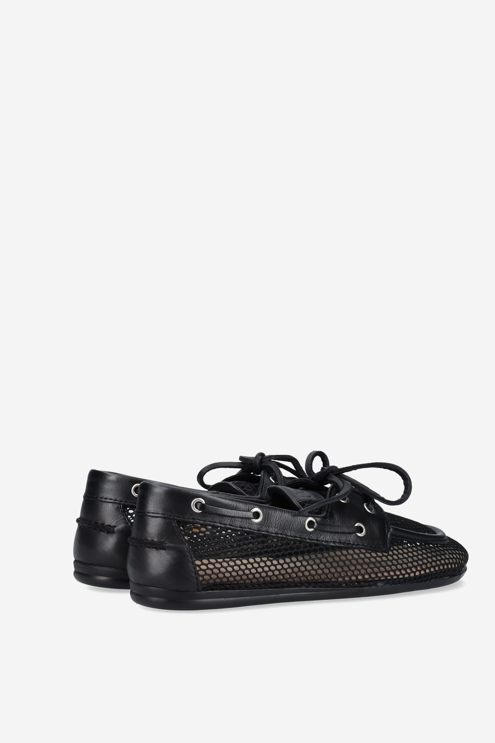 Mesh/leather boat loafers