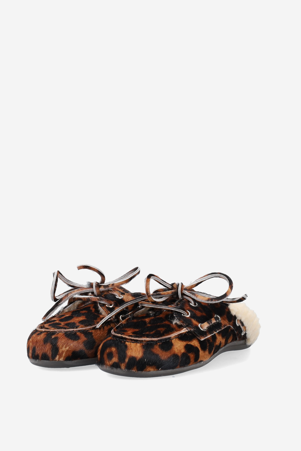 Fur pony-hair boat loafer mules