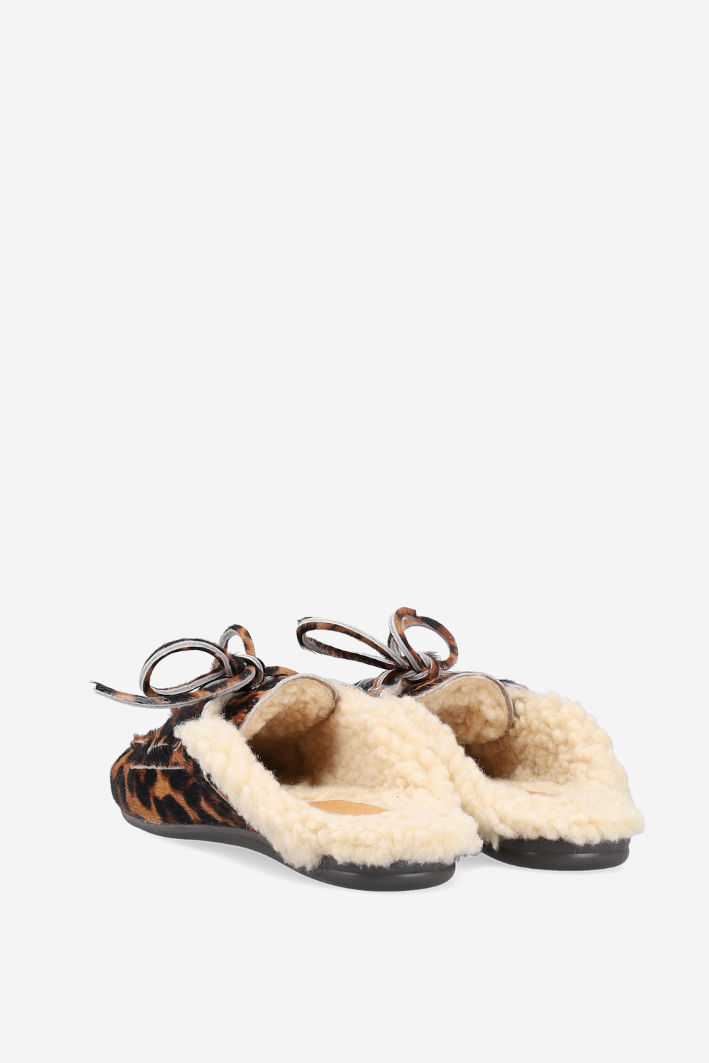 Fur pony-hair boat loafer mules