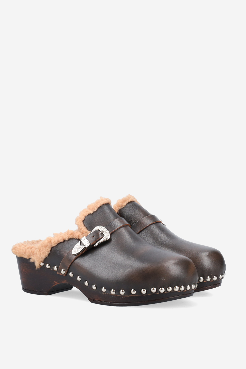 Cortina fur leather clogs
