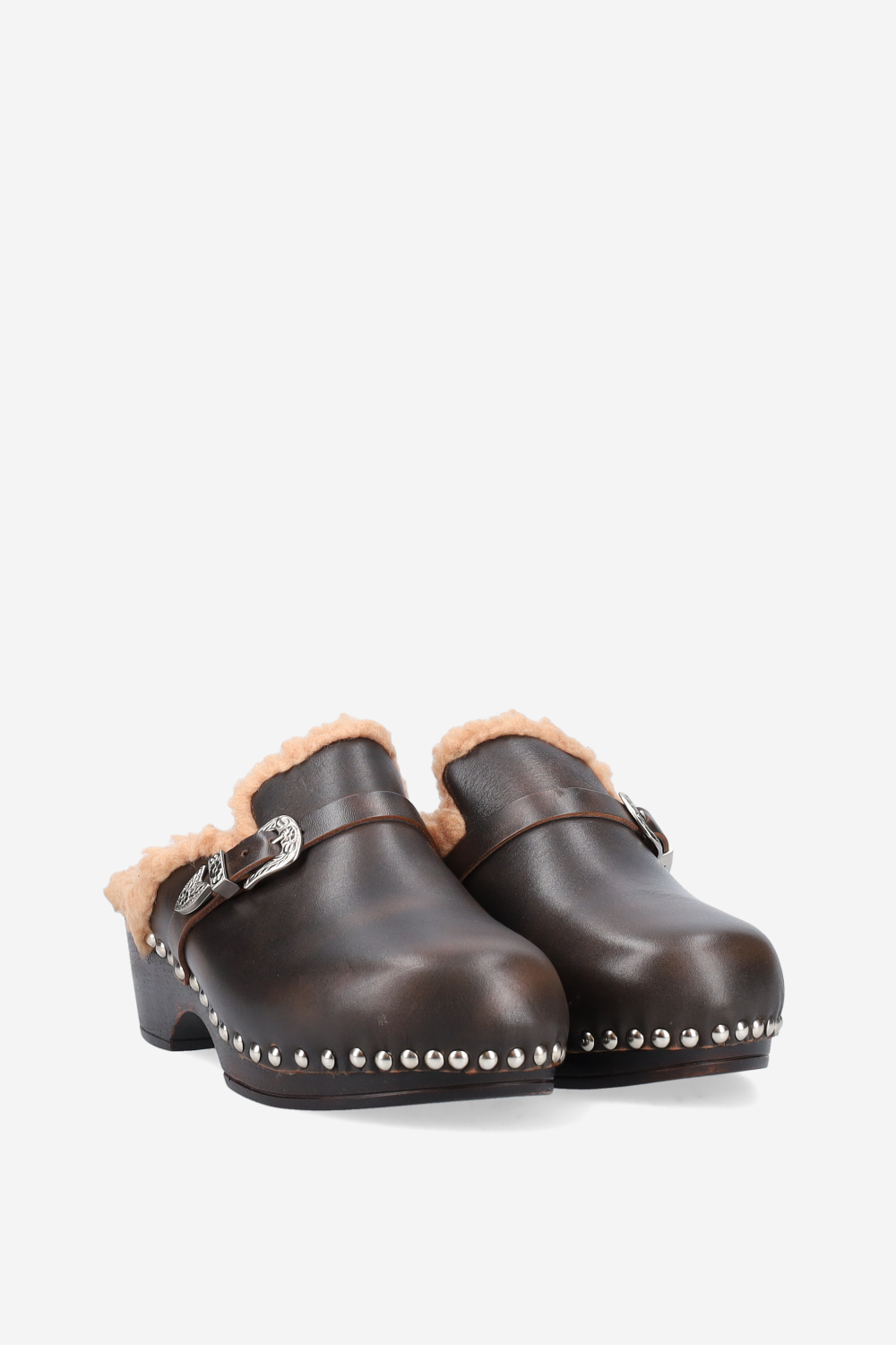 Cortina fur leather clogs