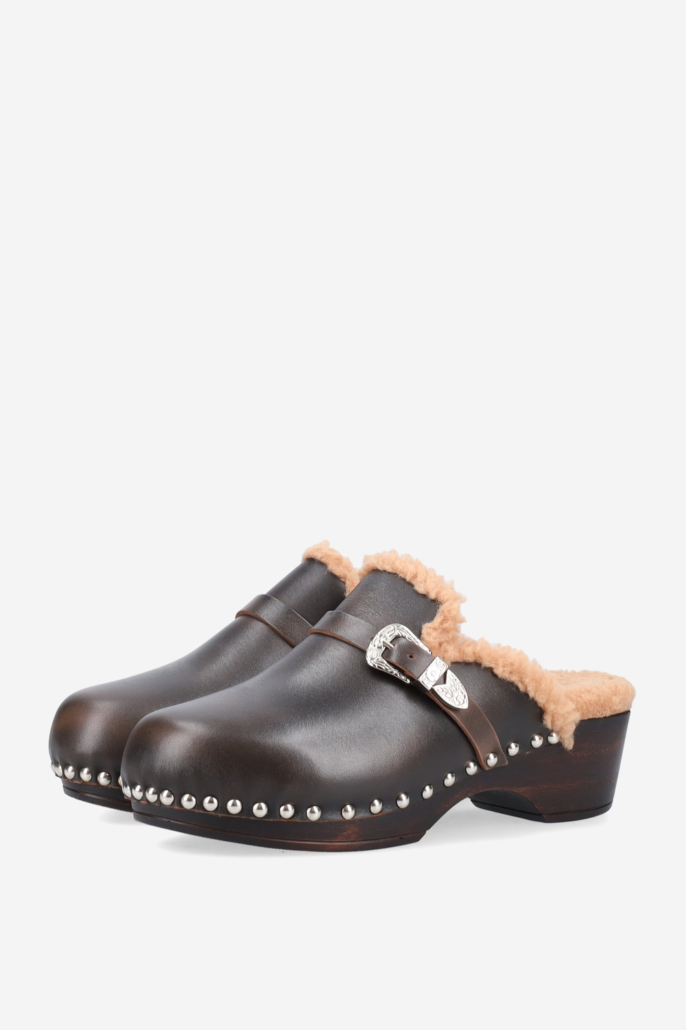 Cortina fur leather clogs
