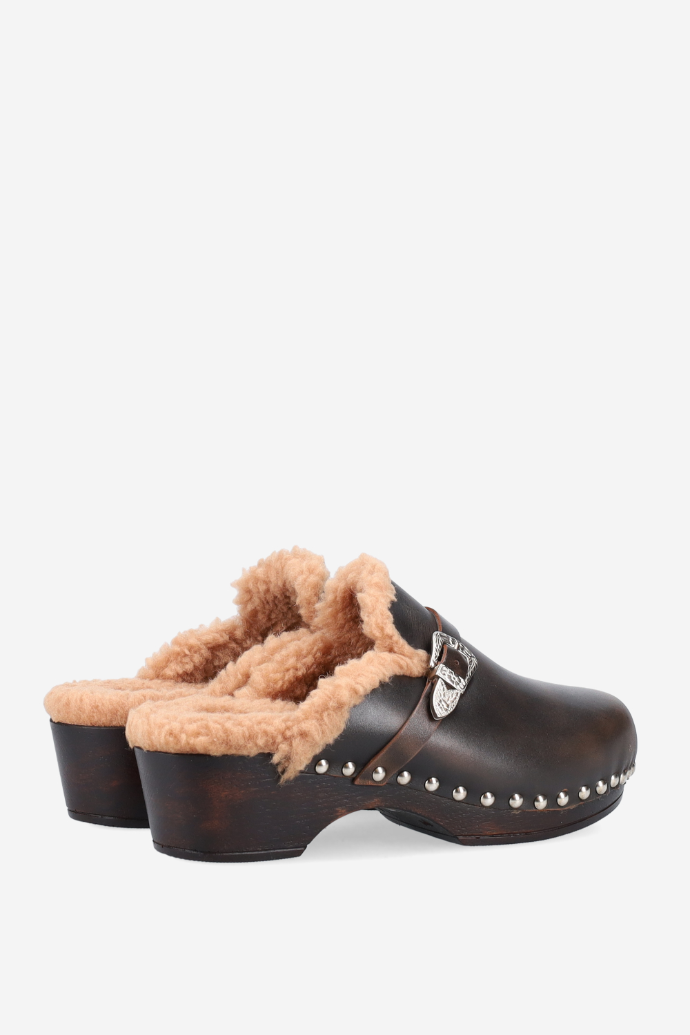 Cortina fur leather clogs