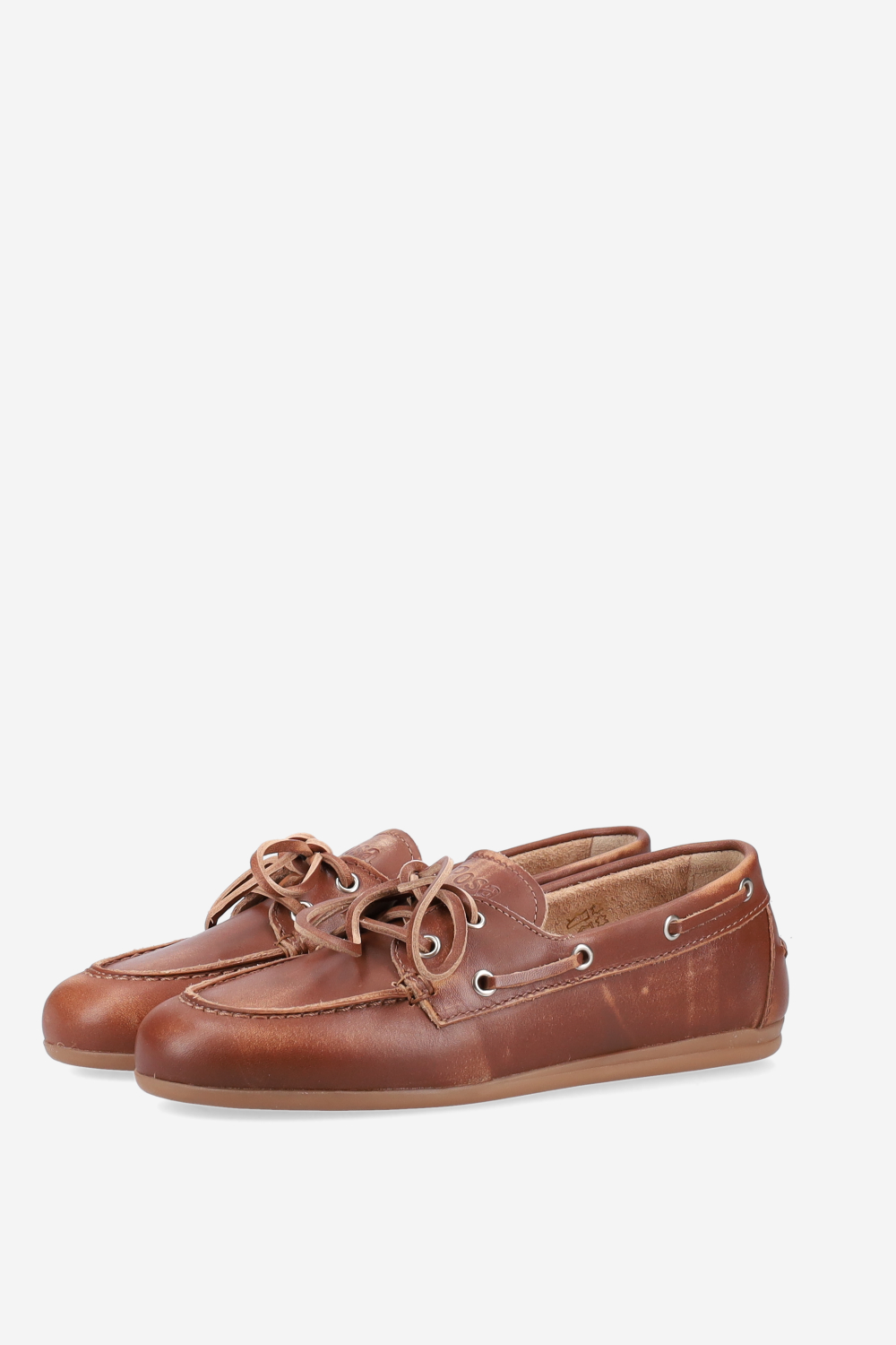 Brushed leather boat loafers