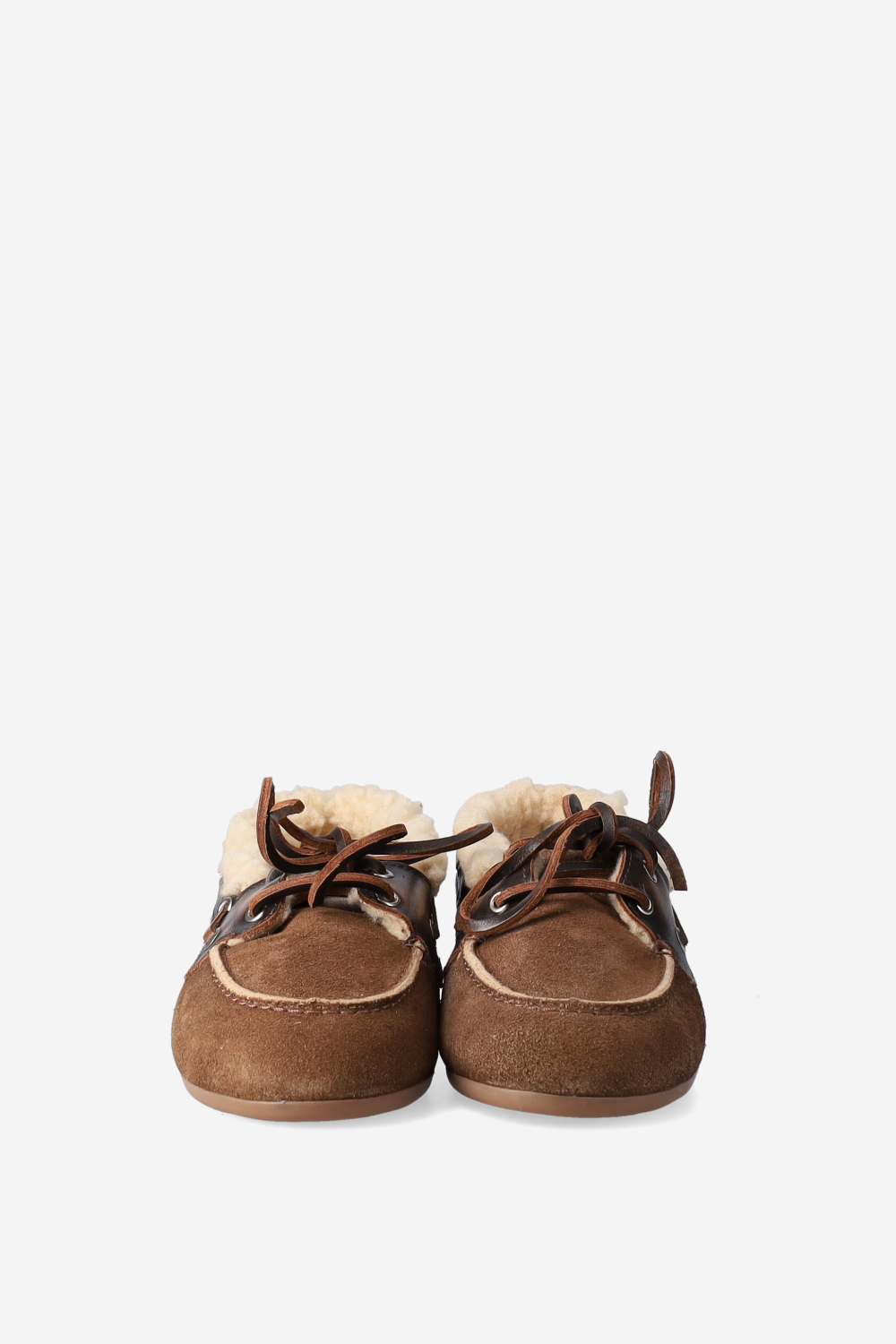 Brushed suede fur boat loafers