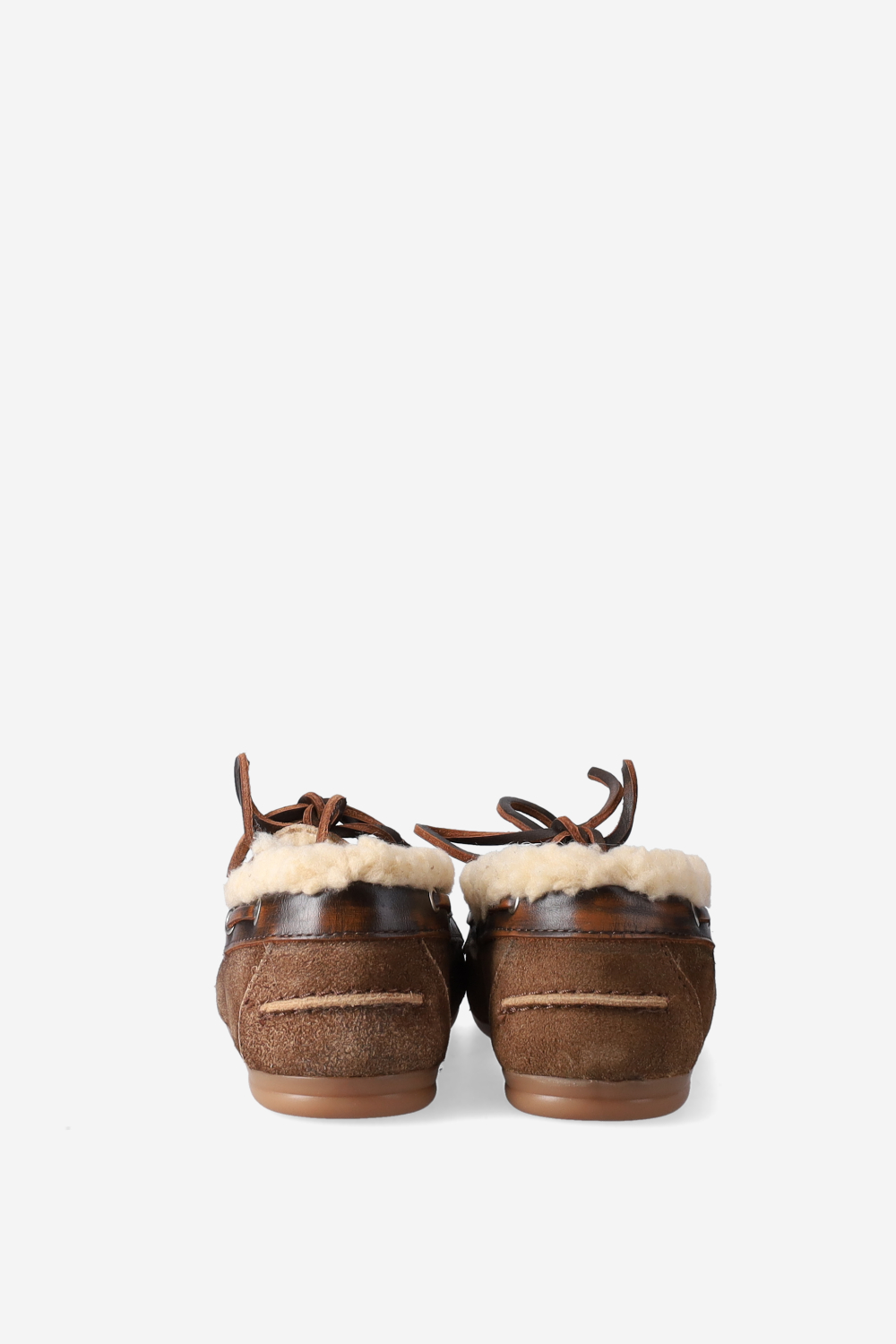 Brushed suede fur boat loafers