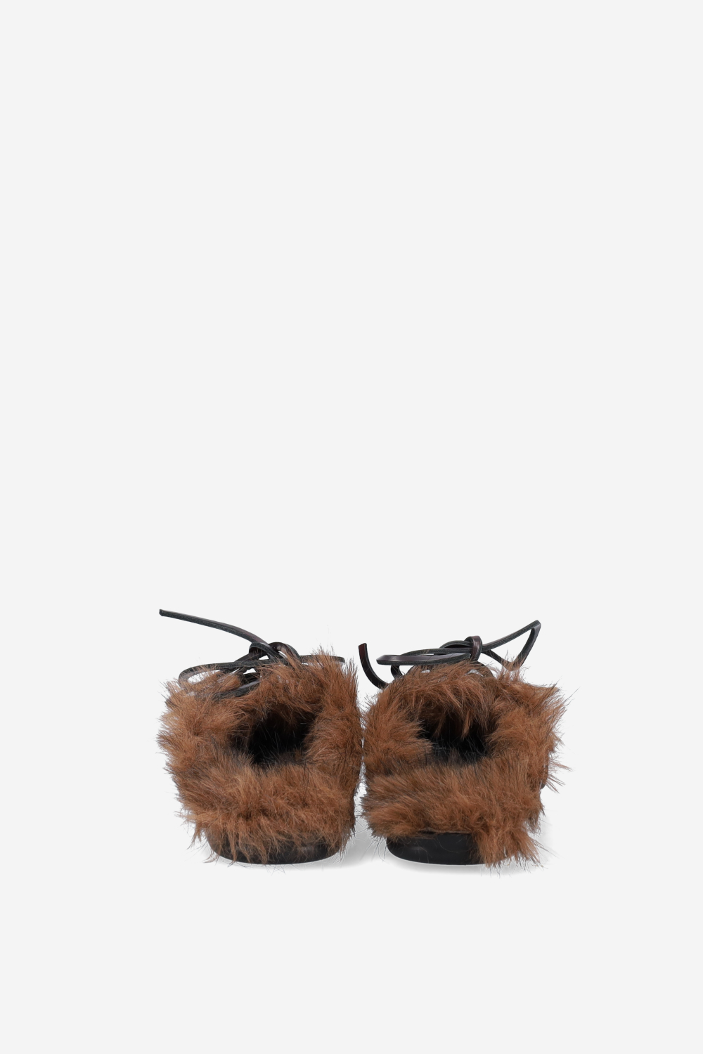 Fur hairy leather boat loafer mules