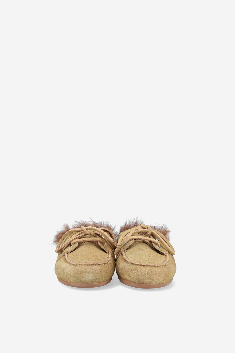 Fur hairy suede boat loafer mules
