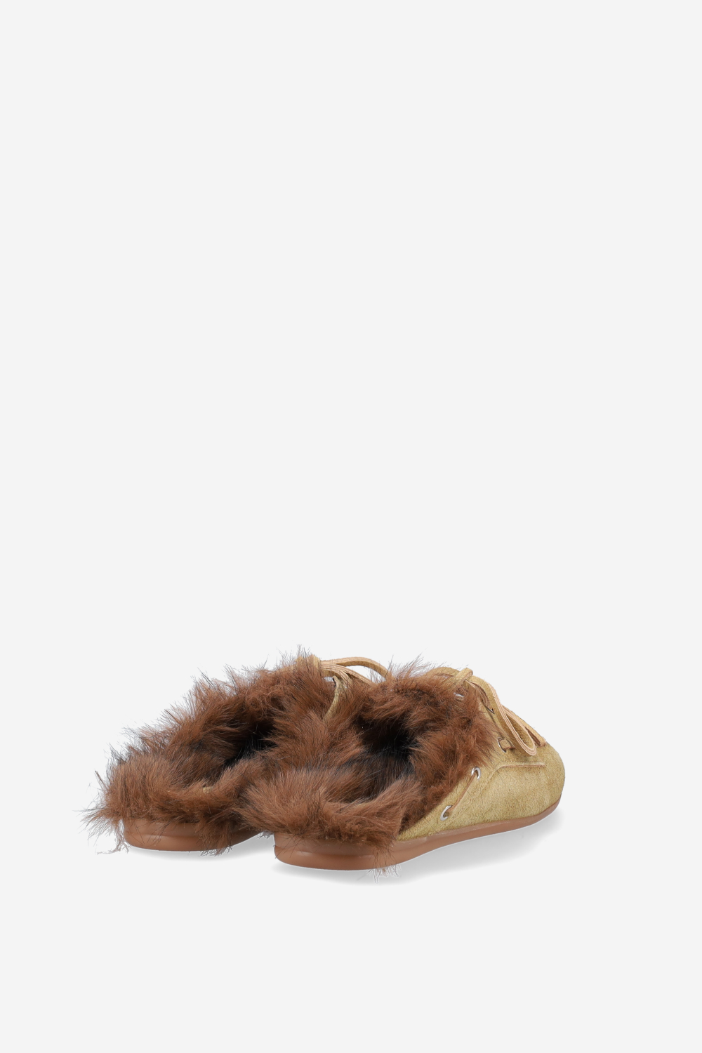 Fur hairy suede boat loafer mules
