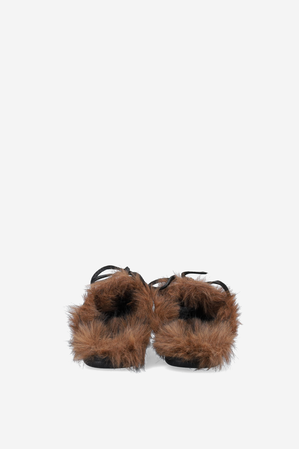 Fur hairy leather boat loafer mules