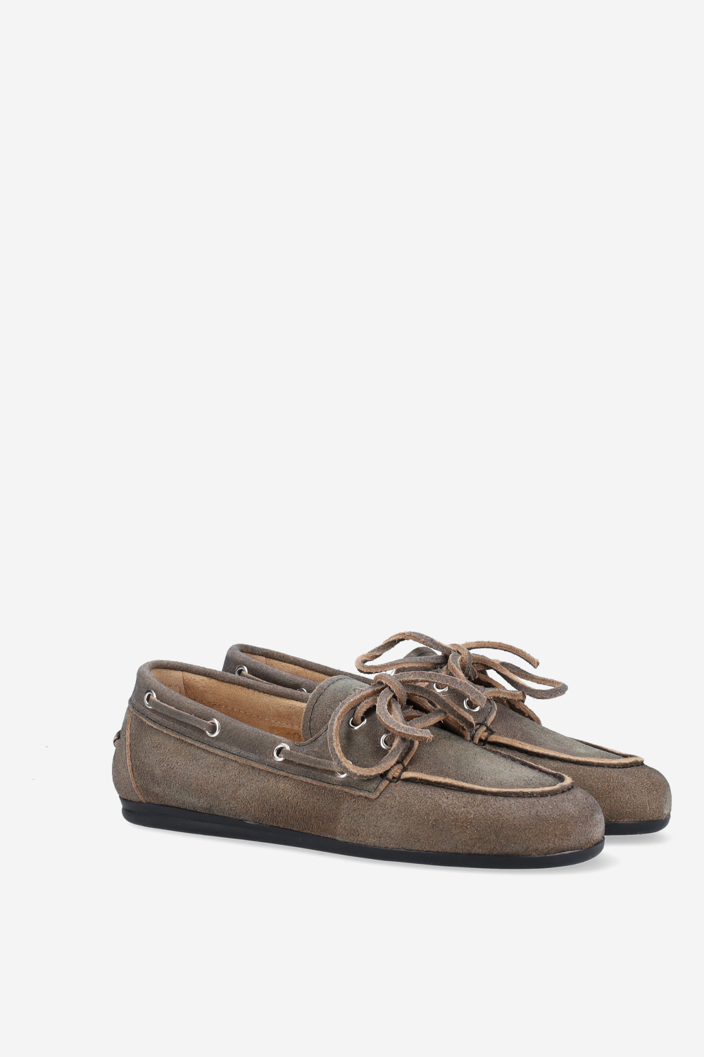 Brushed suede boat loafers