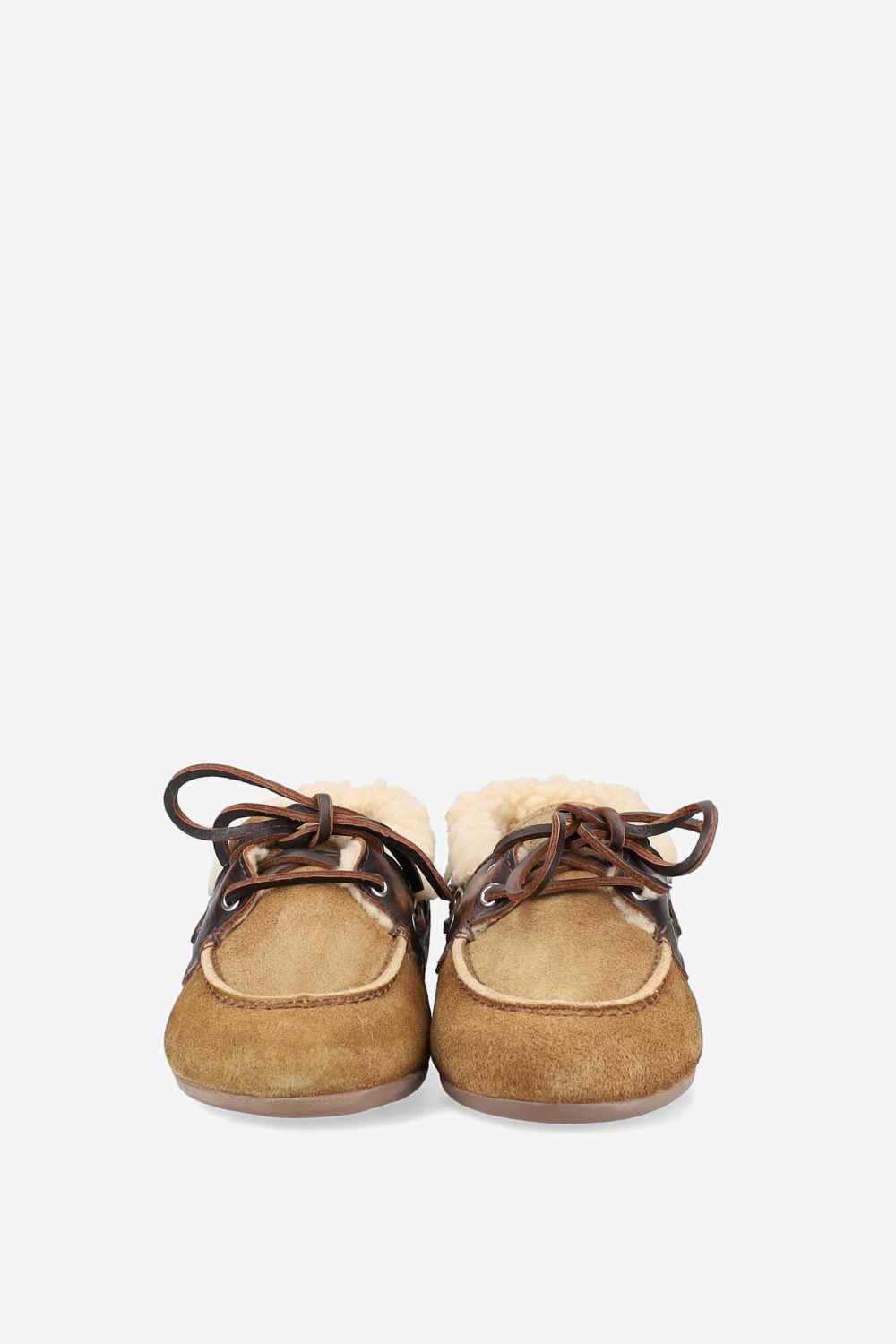 Brushed suede fur boat loafers