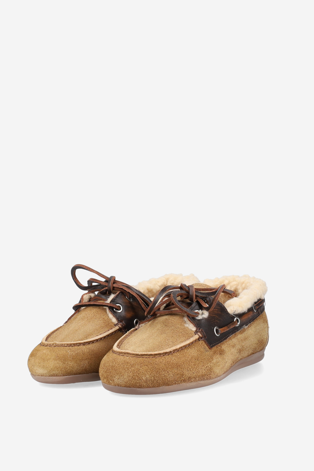 Brushed suede fur boat loafers