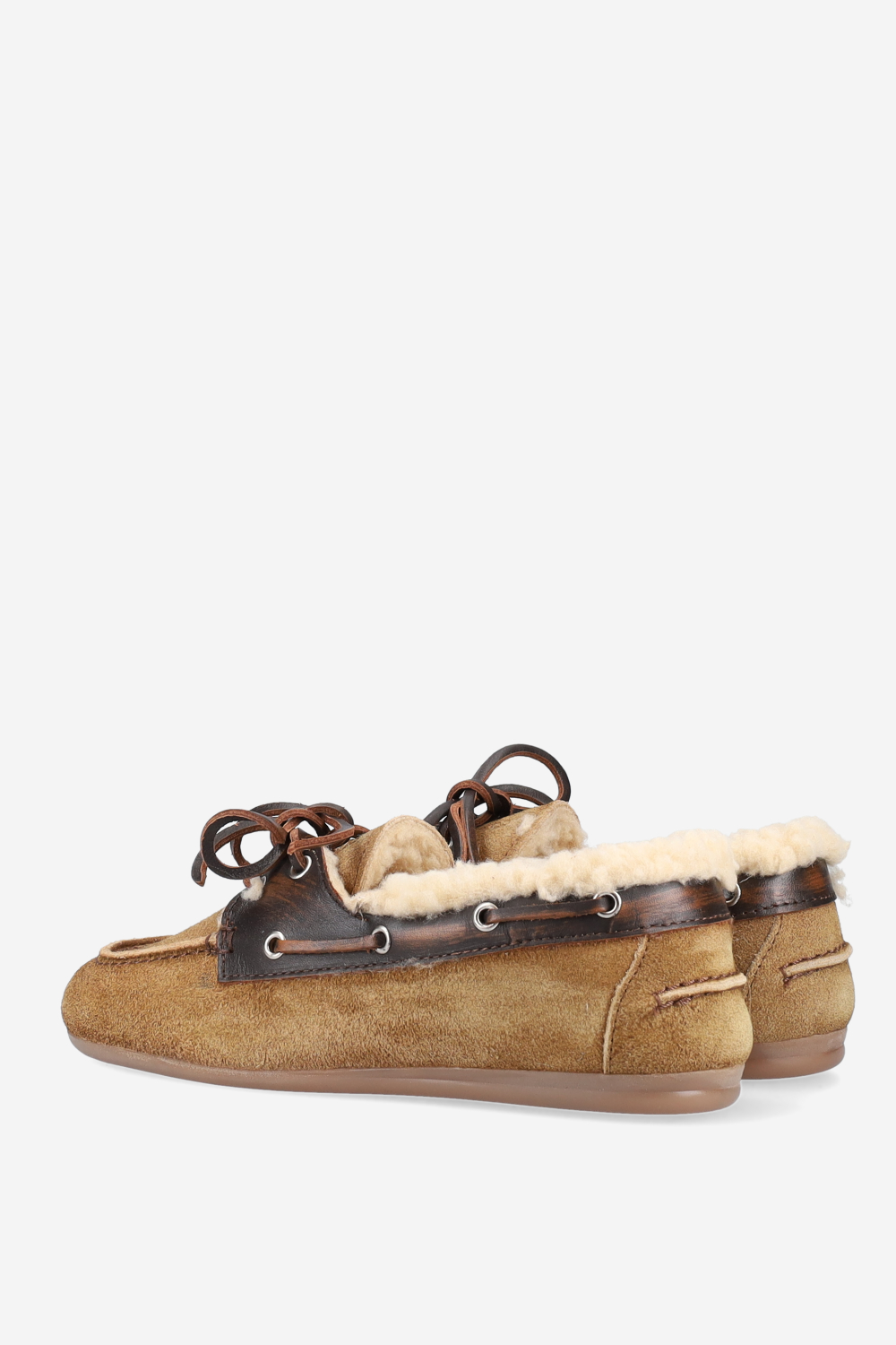 Brushed suede fur boat loafers