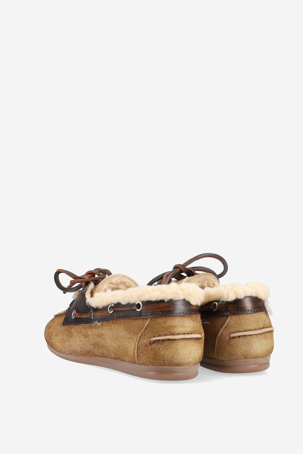 Brushed suede fur boat loafers