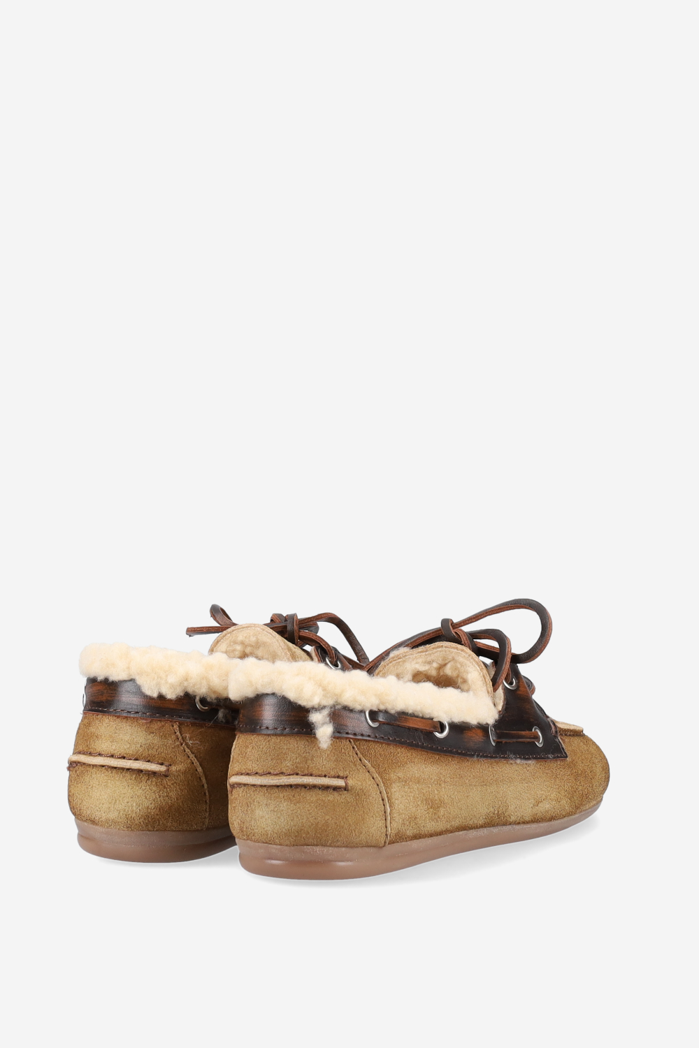 Brushed suede fur boat loafers