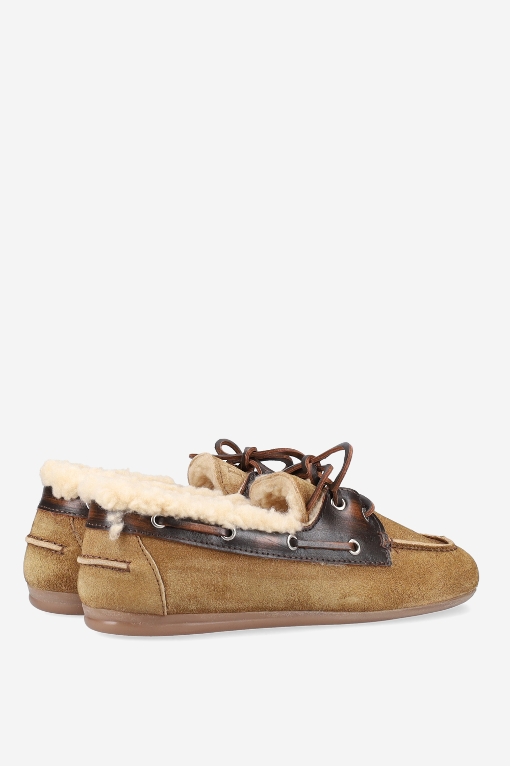 Brushed suede fur boat loafers