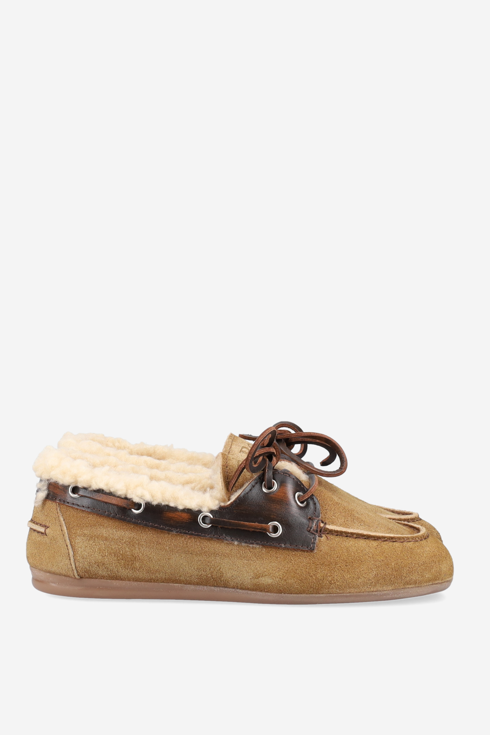 Brushed suede fur boat loafers