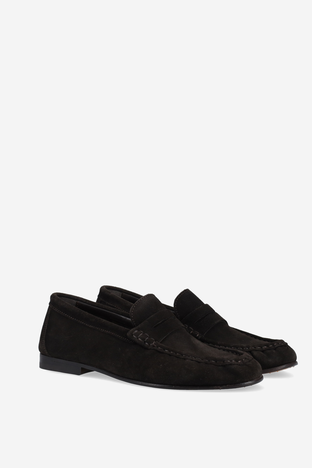 Penny wrinkle suede loafers