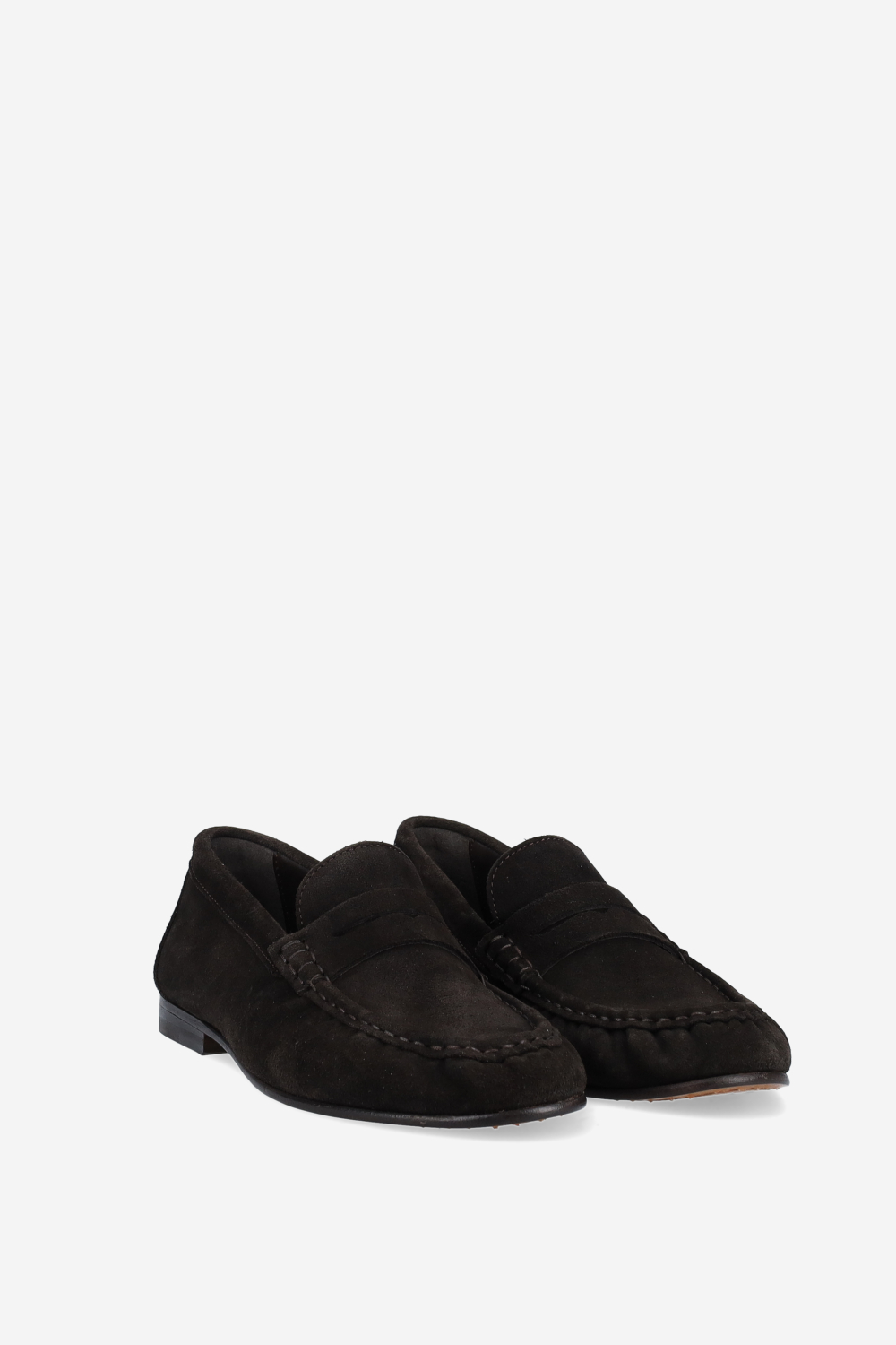 Penny wrinkle suede loafers