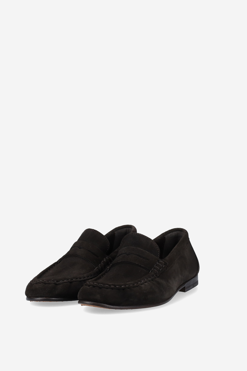Penny wrinkle suede loafers