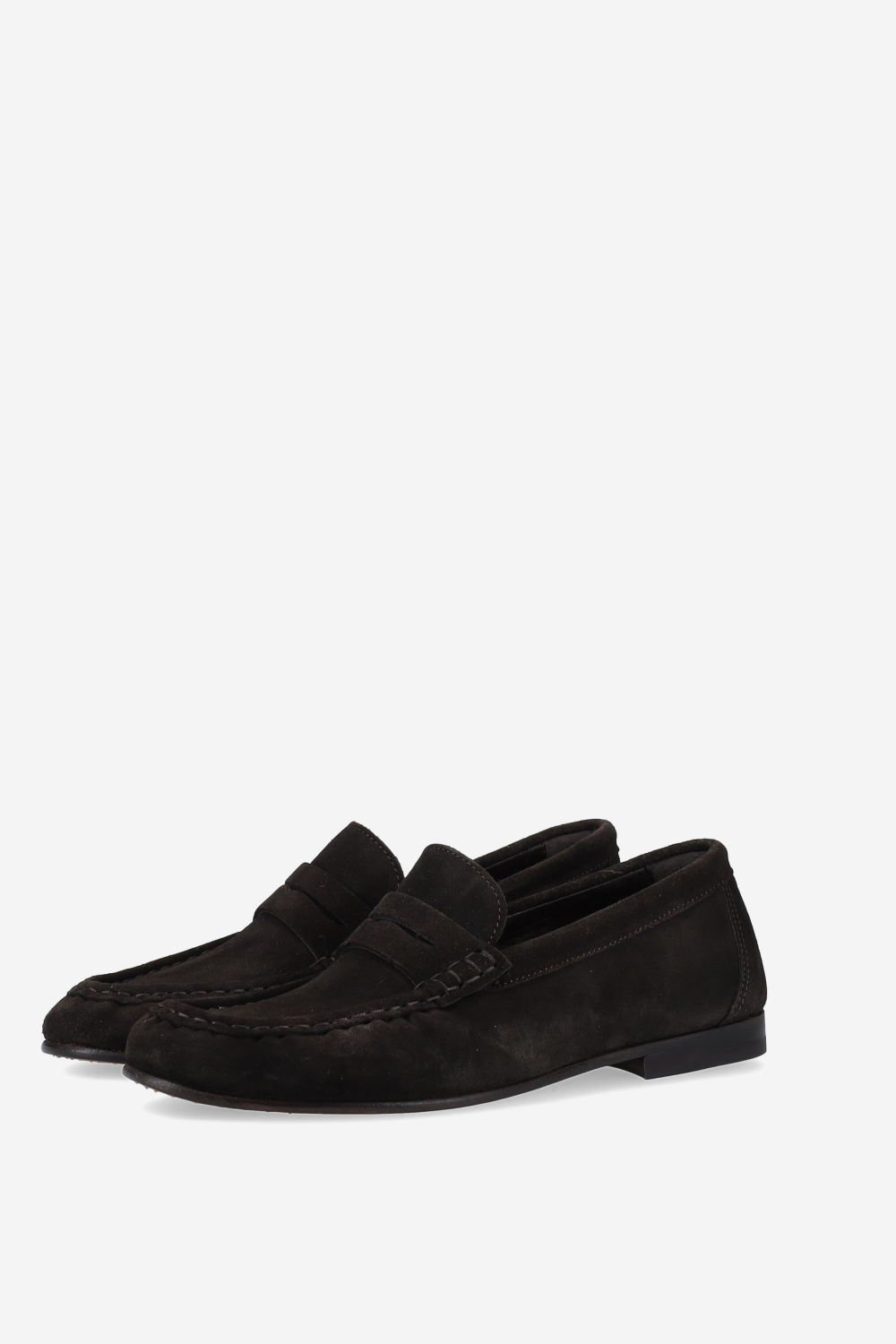 Penny wrinkle suede loafers