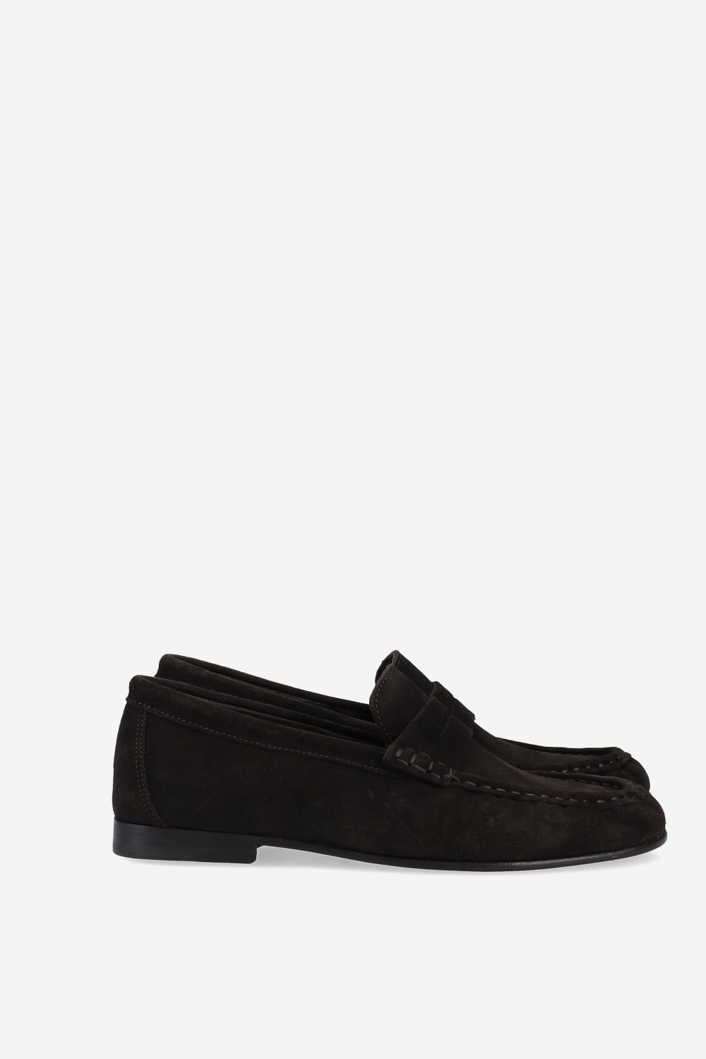 Penny wrinkle suede loafers