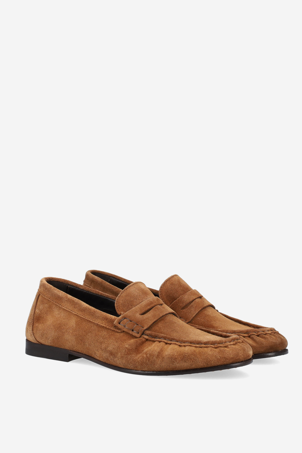 Penny wrinkle suede loafers