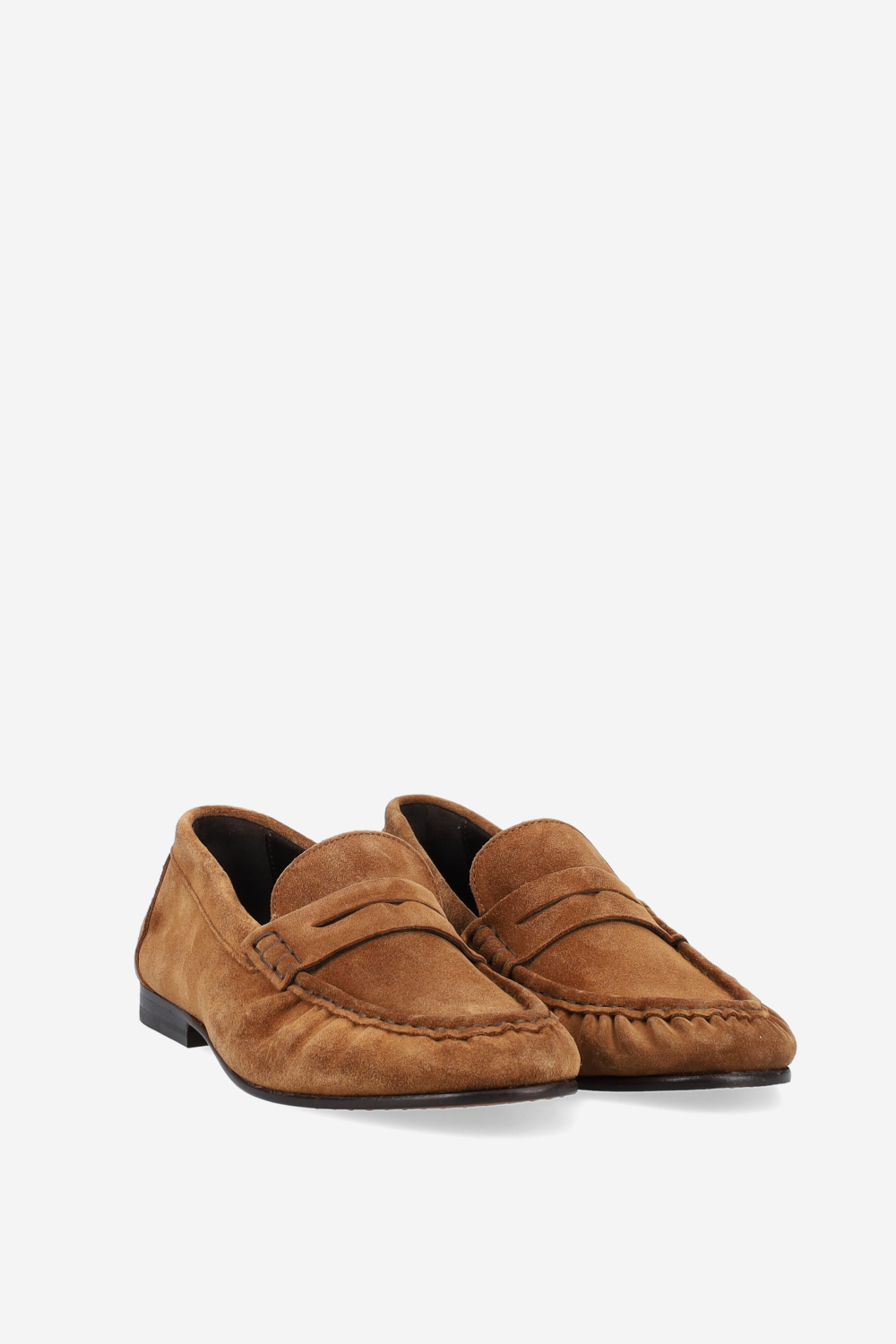 Penny wrinkle suede loafers
