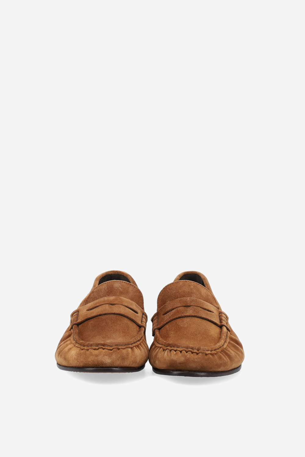 Penny wrinkle suede loafers