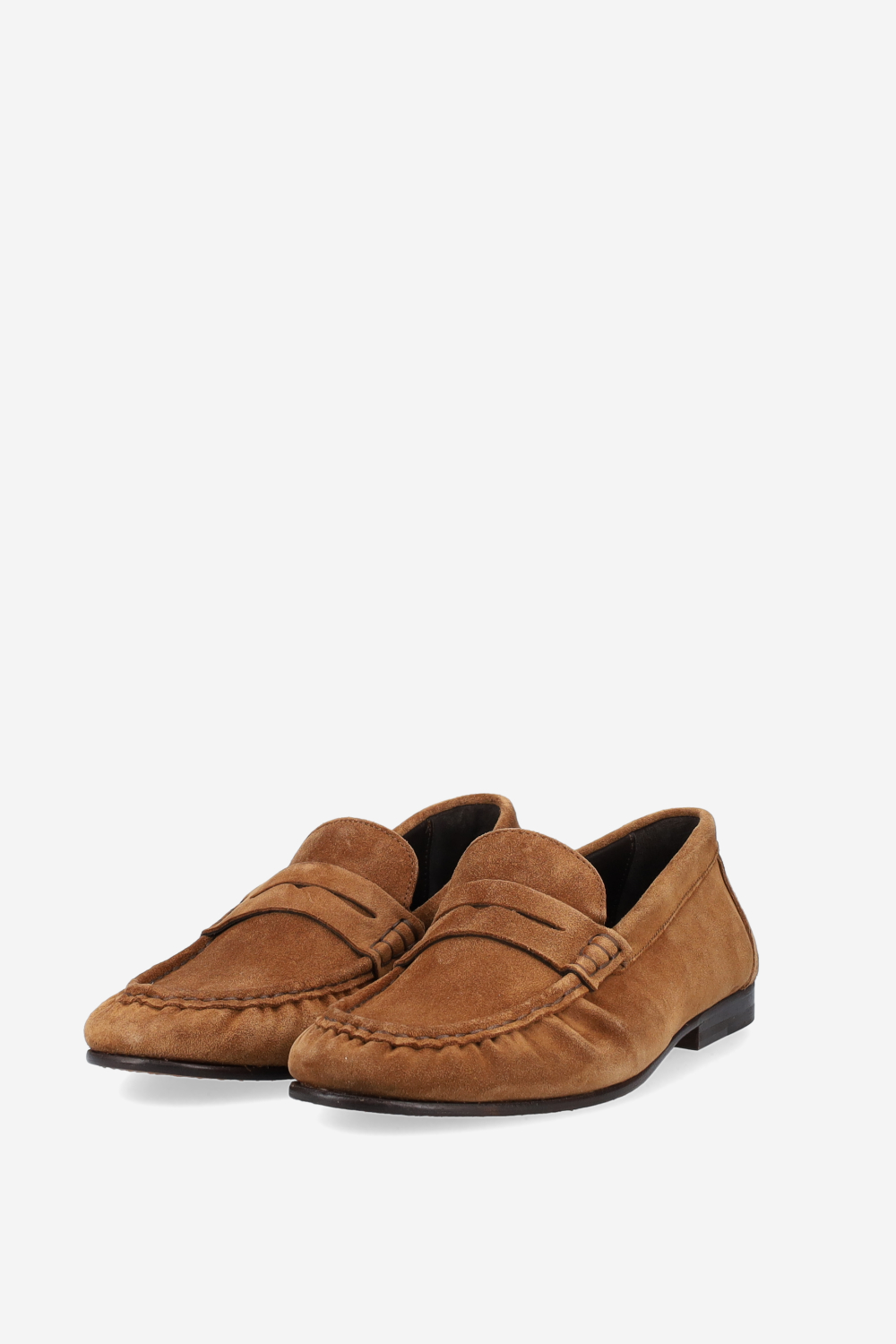 Penny wrinkle suede loafers