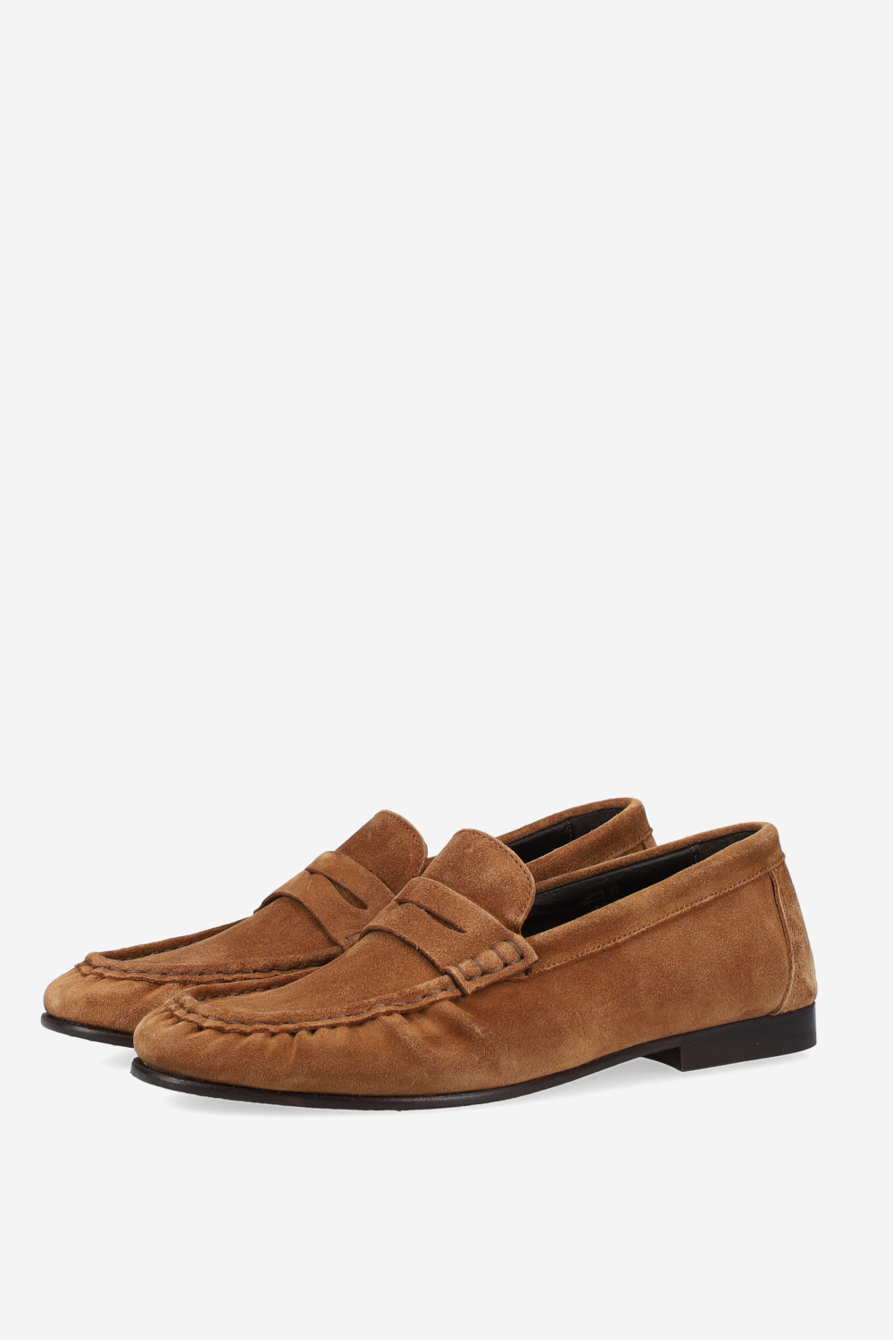 Penny wrinkle suede loafers